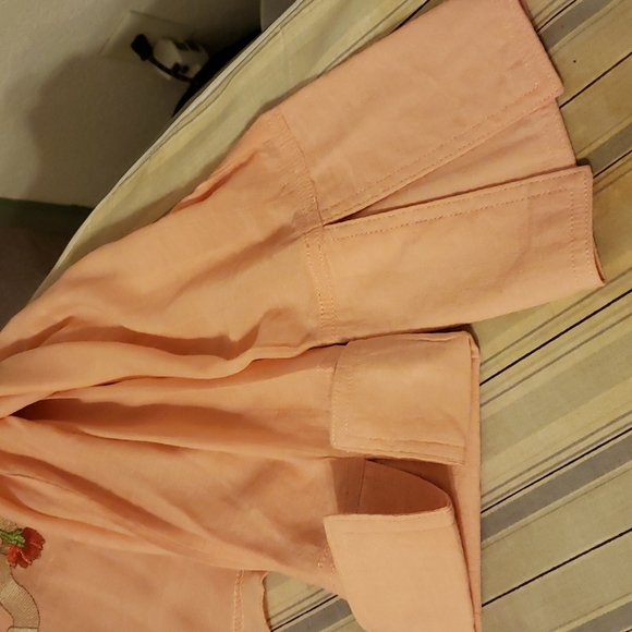 Peach colored sheer long sleeve top - Picture 7 of 7